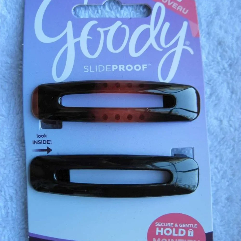 2 Packs - 2 Goody Slideproof Velvet Plastic Stay Put Secure Fit Hair Barrettes